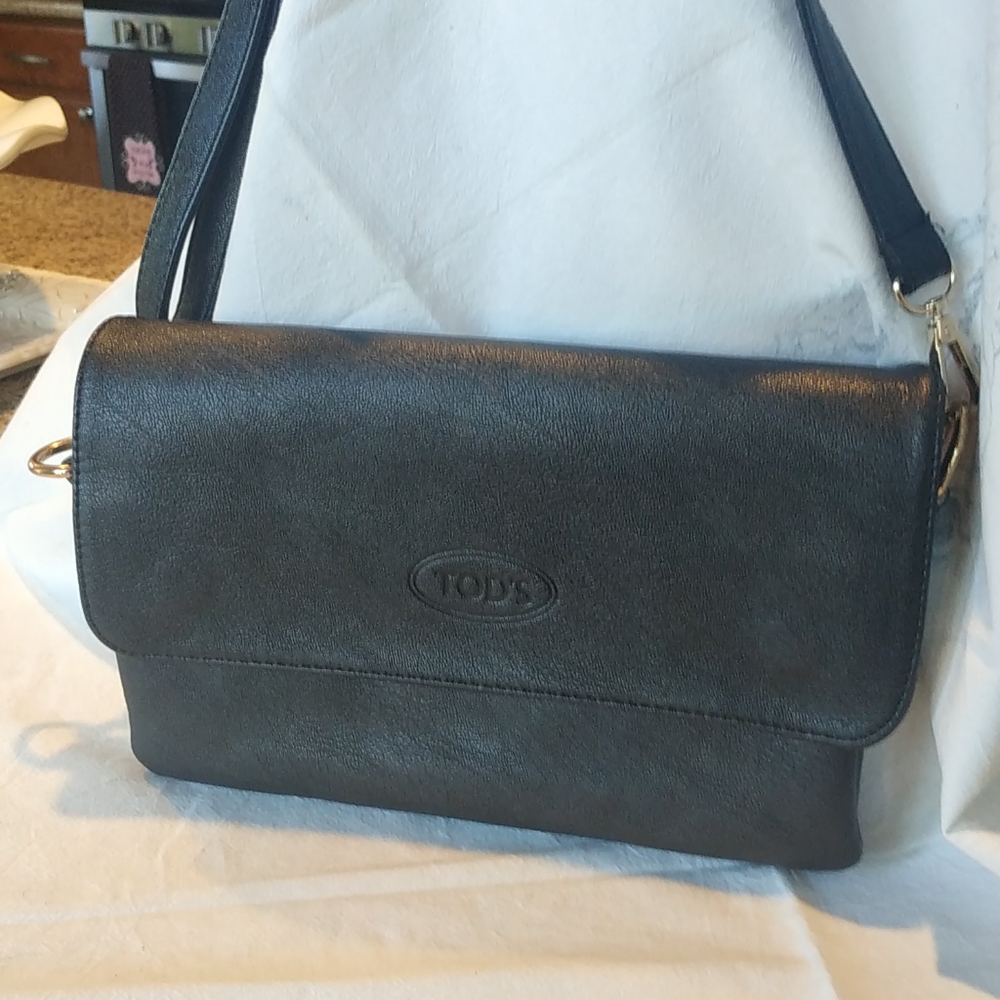 Tods black leather crossbody, like new beautiful.